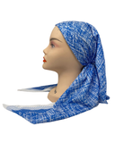 It's Younique Blue and White Arrows Pre-Tied Open Back Bandanna with Velvet Grip