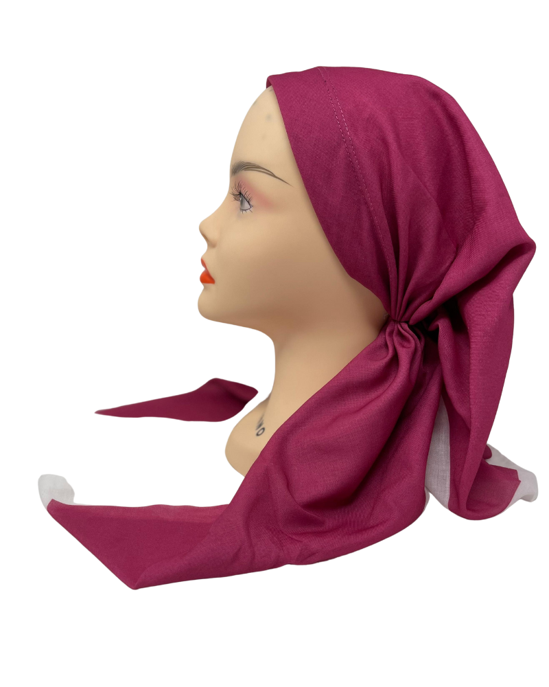 It's Younique OB-SOL-PNK Solid Pink White Border Pre-Tied Open Back Bandanna with Velvet Grip Myselflingerie.com