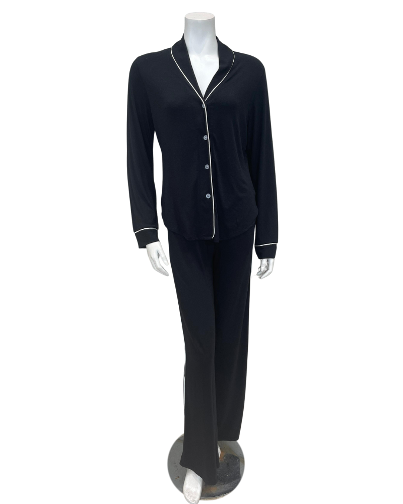 Cosabella PIMAL9648 Black/Moon Ivory Pima Lusso Cotton Blend Pajamas Set Myselflingerie.com
