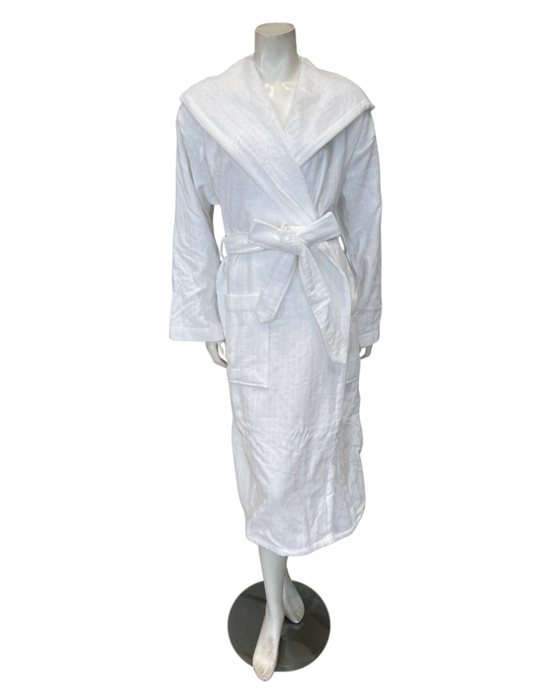 Veluda 25805 White Linea 100% Cotton Hooded Terry Bath Robe Myselflingerie.com