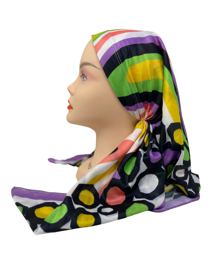 It's Younique OB-HO-LIL Honeycomb Lilac Border Pre-Tied Open Back Bandanna with Velvet Grip Myselflingerie.com