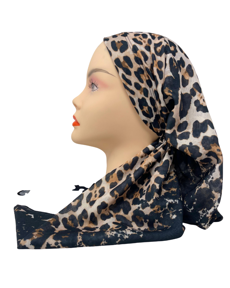 It's Younique OB-LEO-BR Brown Leopard Pre-Tied Open Back Bandanna with Velvet Grip Myselflingerie.com