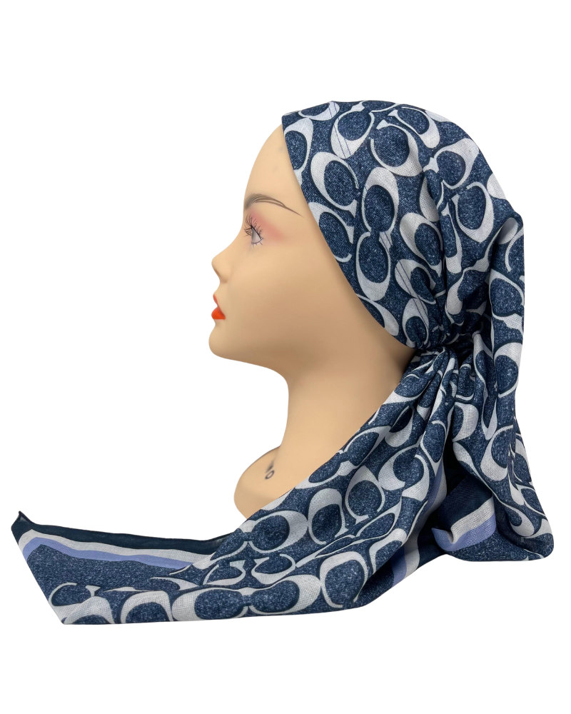 It's Younique OB-CO-DN Coach Inspired Denim Pre-Tied Open Back Bandanna with Velvet Grip Myselflingerie.com