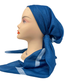 PP-SHIM-BL Blue Shimmer with White Border Pre-Tied Bandanna with Velvet Grip