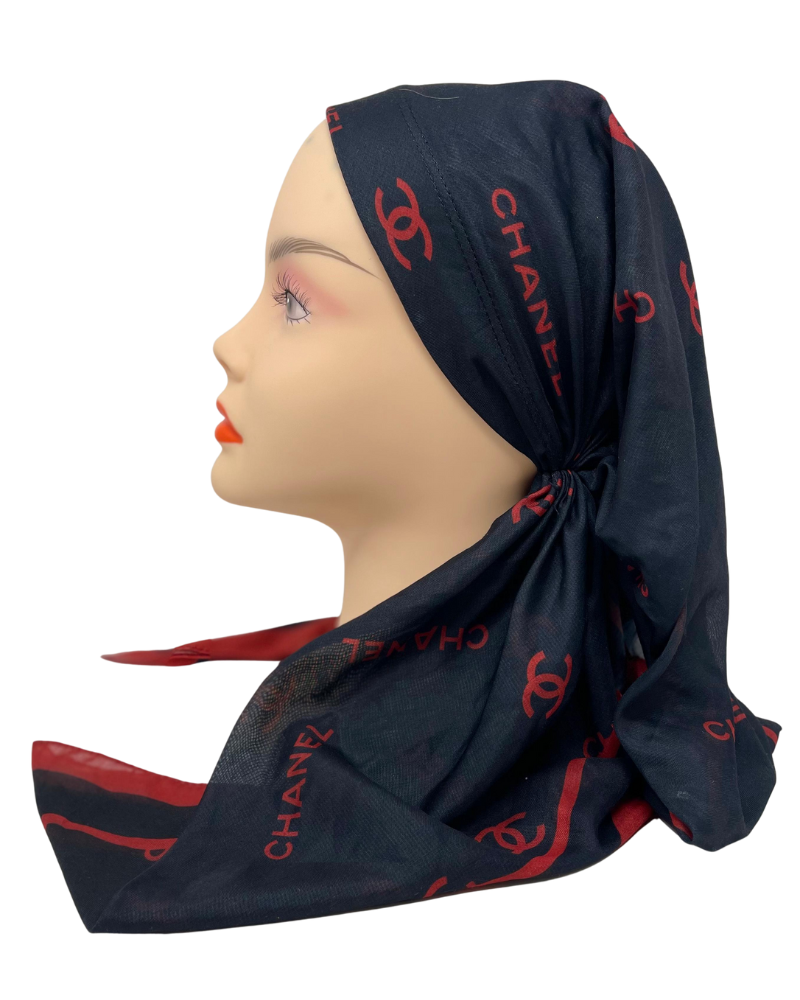 It's Younique OB-CC-RD Red Chanel Inspired Pre-Tied Open Back Bandanna with Velvet Grip Myselflingerie.com