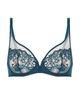 Simone Perele 15C319 Prestige Blue Saga Sheer Plunge Underwire Bra Myselflingerie.com