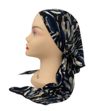 Triple Up Black/Navy/Beige Combo Print Unlined Pre-Tied Bandanna