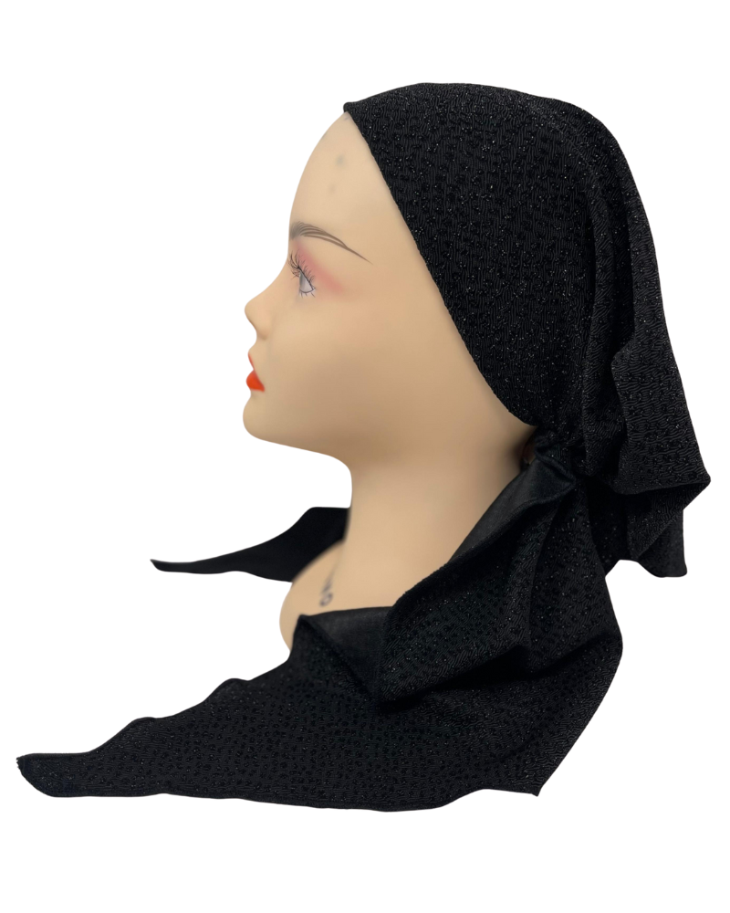 Triple Up BUL1062 Black Metallic Unlined Pre-Tied Bandanna Myselflingerie.com