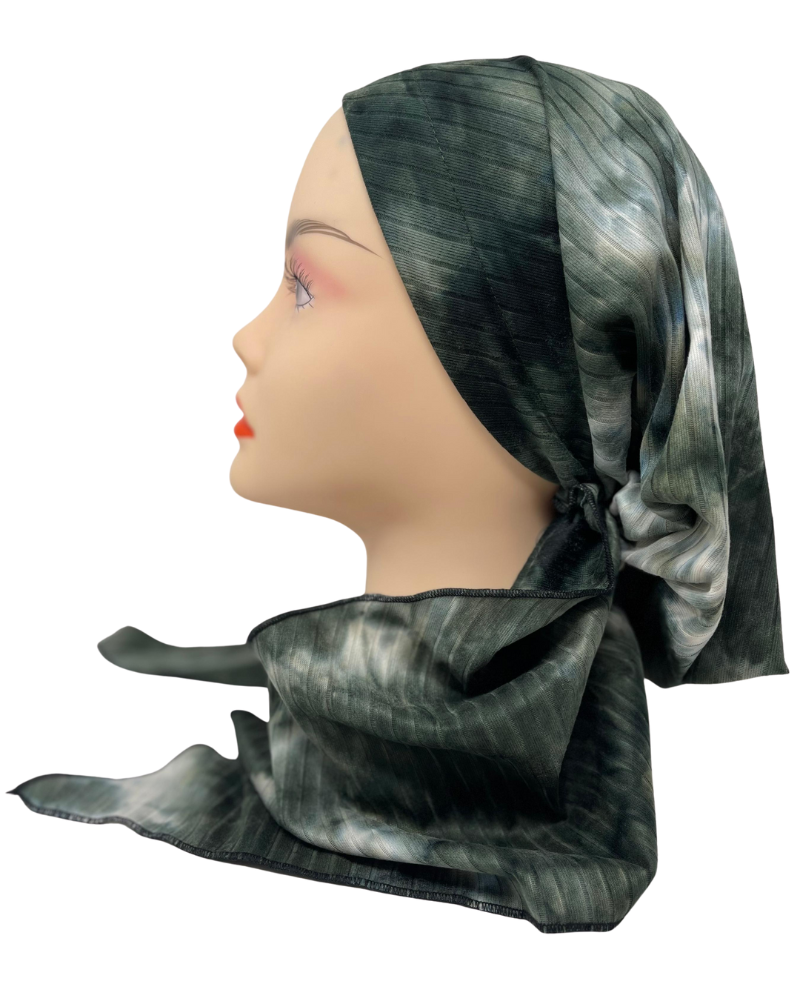 Triple Up BUL101-G Olive Ribbed Tie Dye Unlined Pre-Tied Bandanna Myselflingerie.com