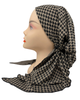 Triple Up BUL1047 Beige/Black Houndstooth Print Unlined Pre-Tied Bandanna Myselflingerie.com