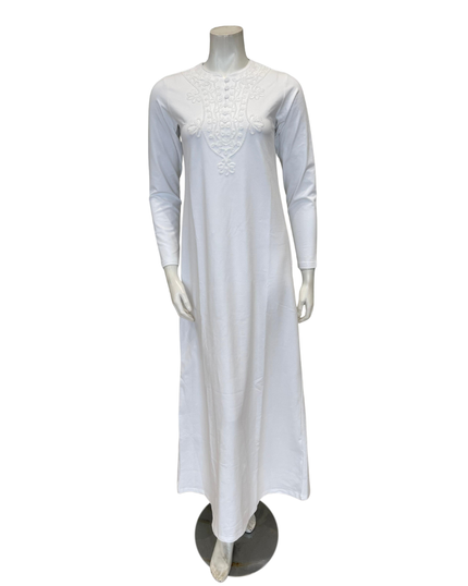 The Star Story 10-882 Royal Scroll White Modal Button Down Nightgown Myselflingerie.com