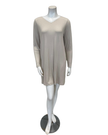 Jackie O'Loungewear NS-L/S-ECR Ecru Ribbed V Neck Lace Long Sleeves Modal Nightshirt Myselflingerie.com