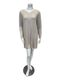 NS-L/S-ECR Ecru Ribbed V Neck Lace Long Sleeves Modal Nightshirt
