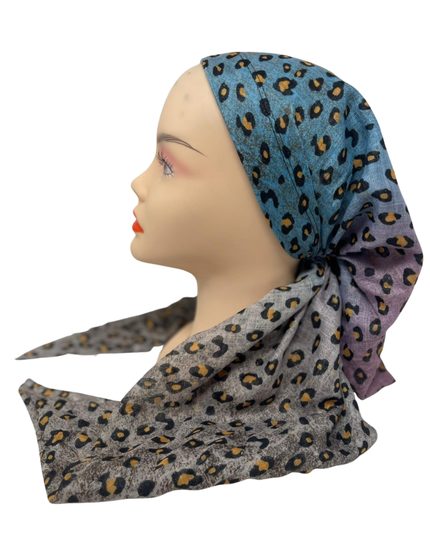 It's Younique OB-AN-GY Grey Shimmer Animal Print Pre-Tied Open Back Bandanna with Velvet Grip Myselflingerie.com