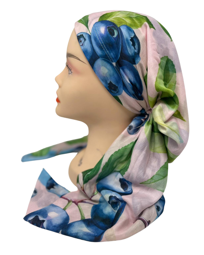 It's Younique PP-BL-PI Blueberries Print Pre-Tied Bandanna with Velvet Grip Myselflingerie.com