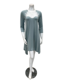 Oh! Zuza Agave Green Flared Modal Nightshirt with White Lace Neckline