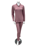 Oh! Zuza Antique Rose Shawl Neck Ribbed Modal Pajamas Set