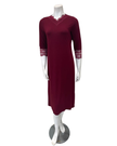 Oh! Zuza M4508 Red Wine Modest V Lace Modal Nightshirt Myselflingerie.com