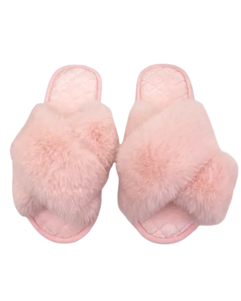 Drifwoo QKX003-P Pink Crossover Fluffy Slides Myselflingerie.com