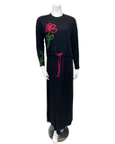 392522 Pink Side Flower Ribbed Modal Nursing Nightgown