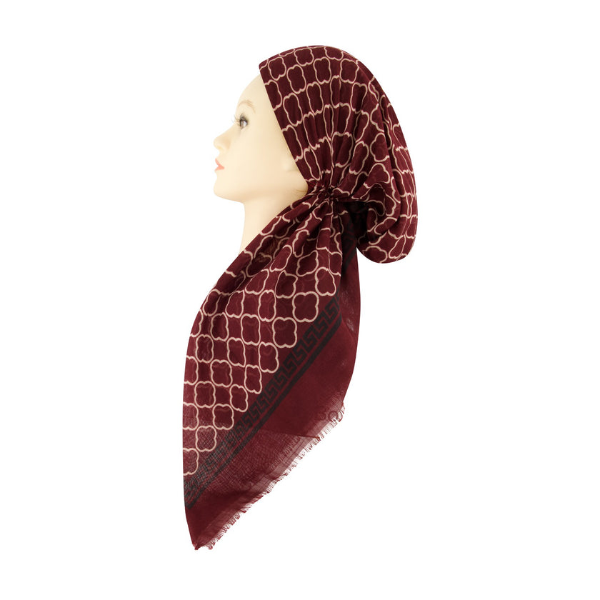 Revaz HS660N Burgundy Clover Adjustable Pre-Tied Bandanna with Velvet Grip Myselflingerie.com