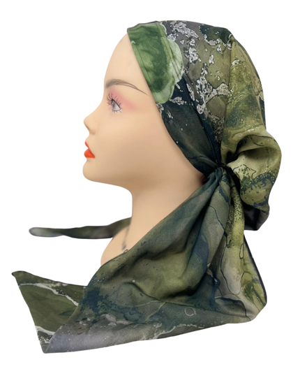 It's Younique PP-WA-GN Green Watercolor Pre-Tied Bandanna with Velvet Grip Myselflingerie.com