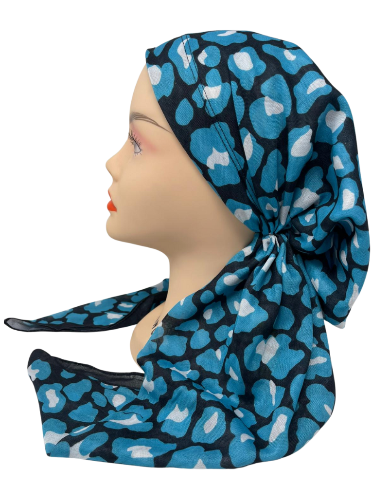 It's Younique PP-LEO-LB Light Blue Leopard Pre-Tied Bandanna with Velvet Grip Myselflingerie.com