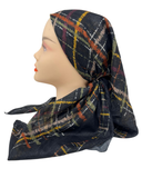 OB-SHIM-PL Rustic Mix Lines Print Shimmer Pre-Tied Open Back Bandanna with Velvet Grip