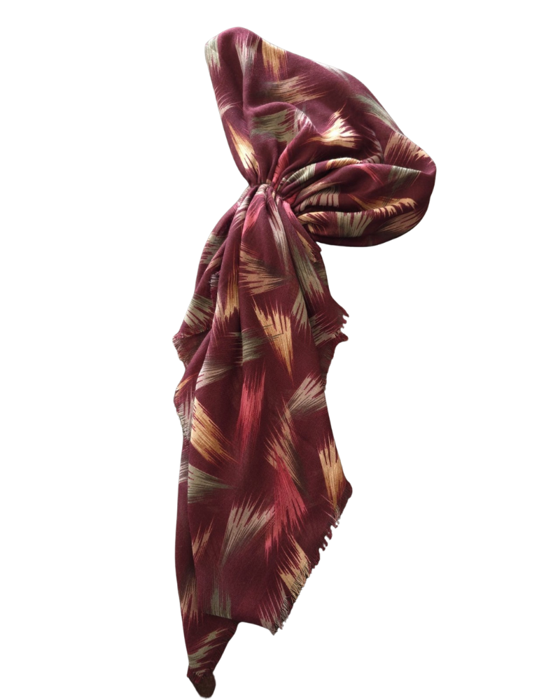 Revaz HS657N Burgundy Paint Strokes Adjustable Pre-Tied Bandanna with Velvet Grip Myselflingerie.com