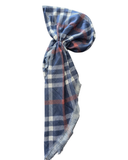 HS655H Navy Plaid Adjustable Pre-Tied Bandanna with Velvet Grip