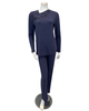 Verdiani 4438 Navy Slanted V Lace Applique Modal Pajamas Set Myselflingerie.com