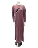 Mega Dreams Pink Velour Embroidered Birds Pull On Nightgown