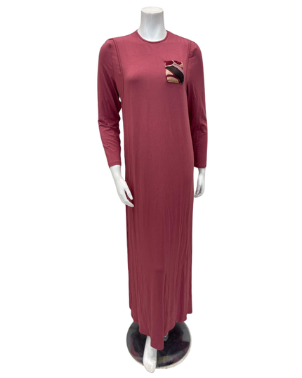 Angelice S-7413 Deep Pink Velour Patch Modal Coverall Nursing Nightgown Myselflingerie.com