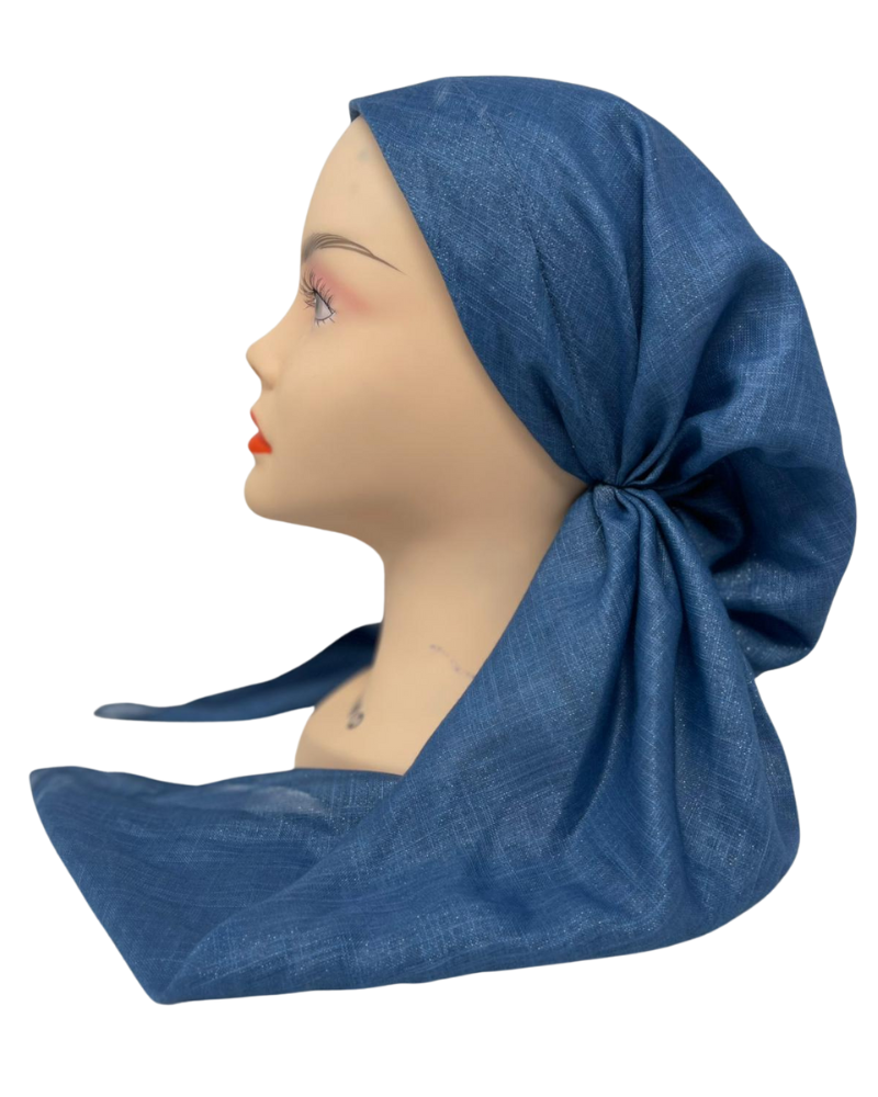 It's Younique PP-SHIM-DN Denim Blue Shimmer Pre-Tied Bandanna with Velvet Grip Myselflingerie.com