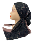HS665M Mauve Large Flowers Adjustable Pre-Tied Bandanna with Velvet Grip