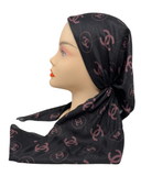 HS659A/N Black/Burgundy C Design Adjustable Pre-Tied Bandanna with Velvet Grip