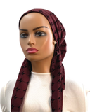 Ahead P2741 Burgundy Flocked Denim Classic Fit Pre-Tied Bandanna Myselflingerie.com