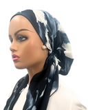 Ahead P2628 Black Blue Dot Clouded Classic Fit Pre-Tied Bandanna Myselflingerie.com