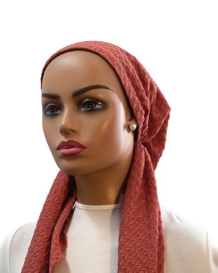 Ahead IT2736 Dusty Rose Amble Israeli Style Long Tails Pre-Tied Bandanna Myselflingerie.com