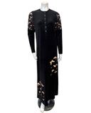 AP853VBK Black Butterfly Print Velour Snap Front Nightgown