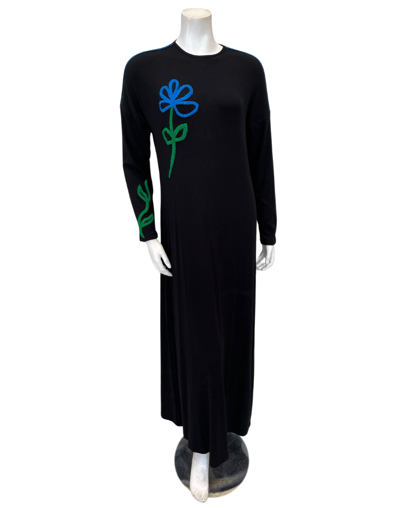 Mega Dreams 92521 Blue Flower Ribbed Pull On Modal Nightgown Myselflingerie.com