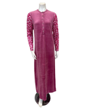 AP834VPK Pink Leopard Print Velour Snap Front Nightgown