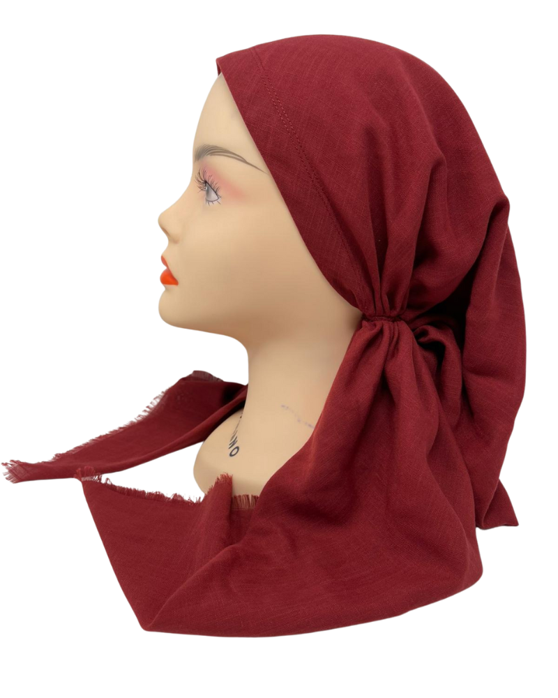 Cherie SP309A-BGY Burgundy Adjustable Pre-Tied Open Back Bandanna Myselflingerie.com