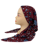 Cherie HA-FLRKN-BGYNY Burgundy/Navy Floral Knit Adjustable Pre-Tied Bandanna Myselflingerie.com