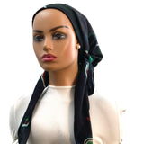Ahead Black Octagons Israeli Style Long Tails Pre-Tied Bandanna