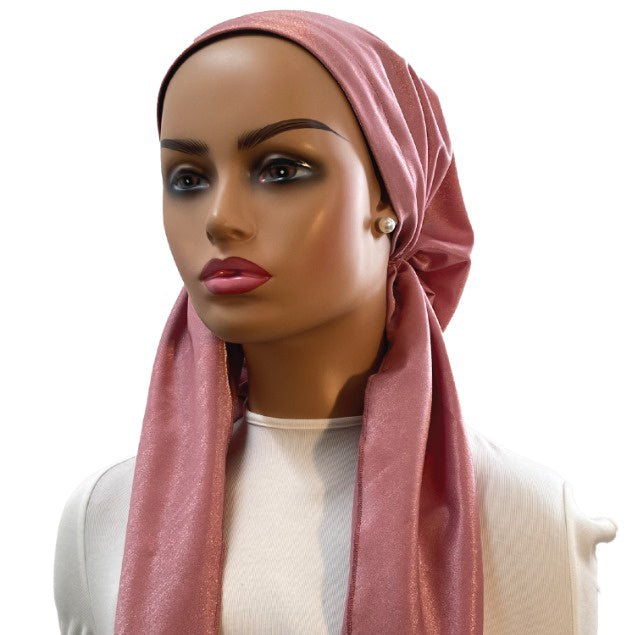 Ahead VT2733 Mauve Pearlescent Solid Versatile Style Long Tails Open Back Pre-Tied Bandanna Myselflingerie.com