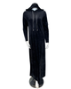 Sparrow S7533 Black Plush with Covered Pockets Semi Zip Hooded Lounger Morning Robe Myselflingerie.com