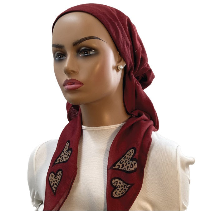 Ahead IT2716 Pomegranate Cordate Israeli Style Long Tails Pre-Tied Bandanna Myselflingerie.com