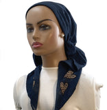 IT2716 Chambray Cordate Israeli Style Long Tails Pre-Tied Bandanna