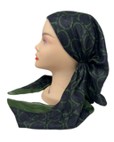 OB-FER-GN Green Ferragamo Inspired Shimmer Pre-Tied Open Back Bandanna with Velvet Grip